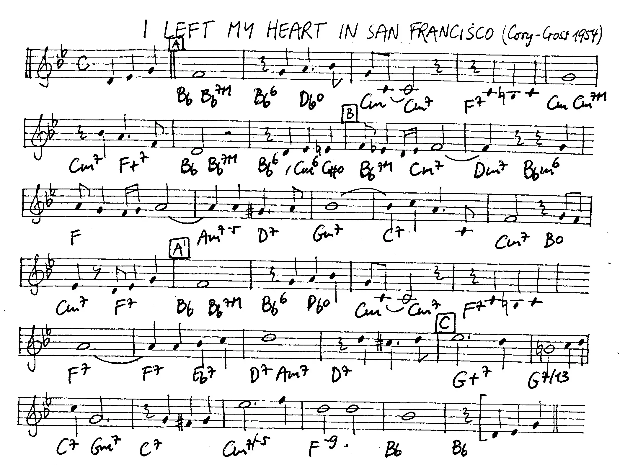 i left my heart in san francisco free jazz leadsheet - Courtesy of the Jungle Jazz Band